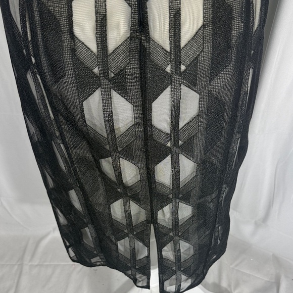 Boss Runway Edition Black Sheer Geometric Midi Dress Size 38 / US 6 - Picture 11 of 16